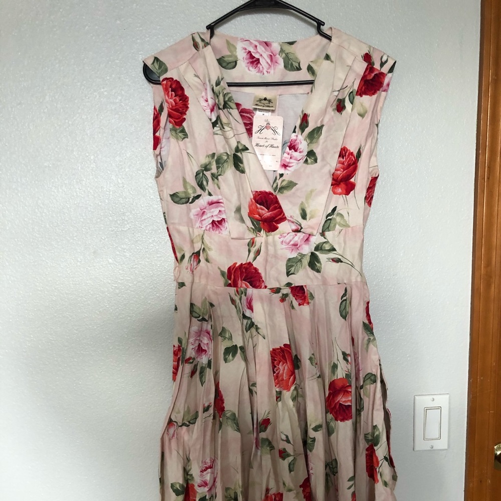 Vintage Inspired Spring Rose Swing Dress